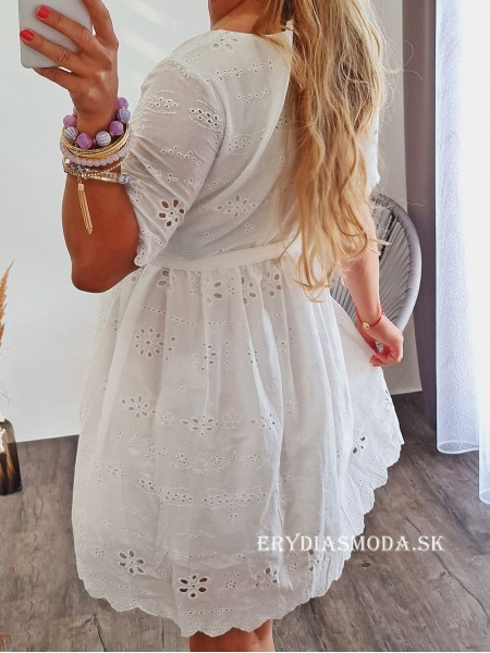 Biele madeirové šaty Esma MS92