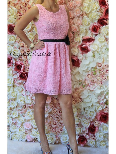 Šaty riasené Lilirose ružové S325-1