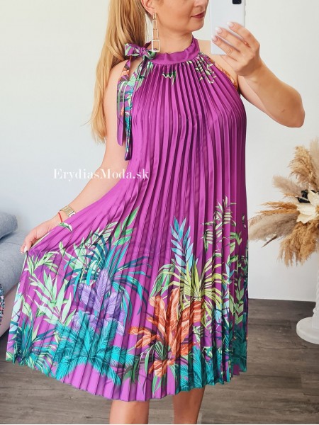 Plisované šaty Melisa fialové 6061
